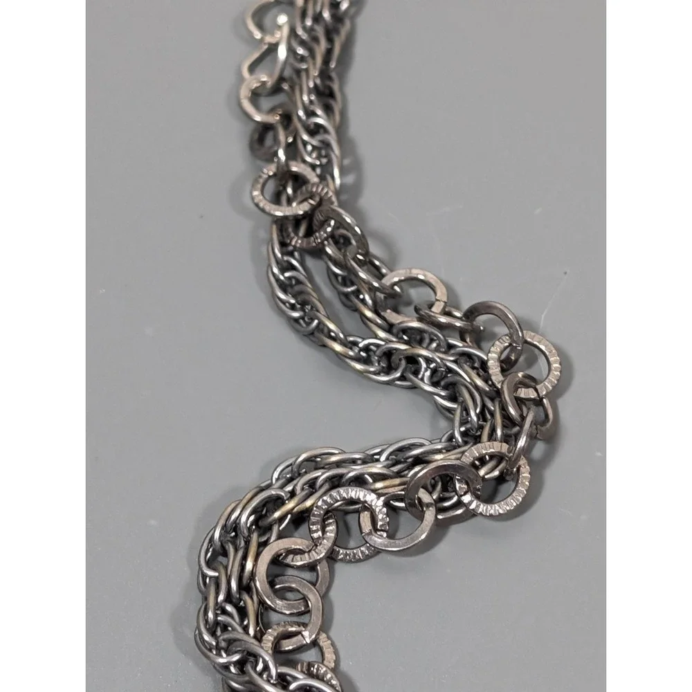 Pink Frosted Glass Heart Multi‎ Chain Paris Charm Necklace 20
